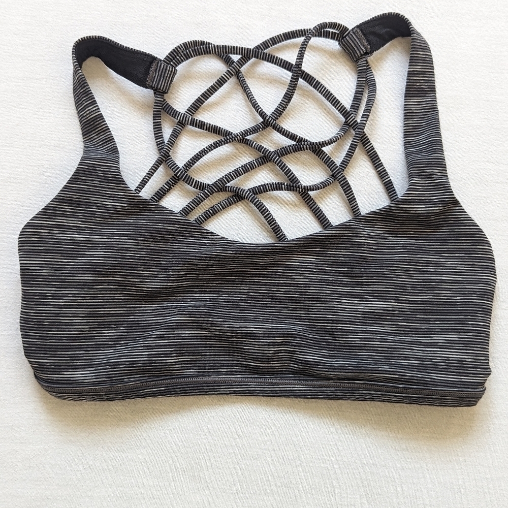 LULULEMON Free To Be Bra (Wild) Wee Are From Space Dark Carbon Ice Grey Size 4 - Picture 7 of 9
